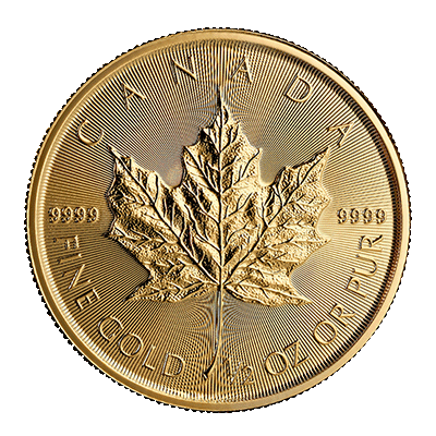 A picture of a 1/2 oz Gold Maple Leaf Coin (2025)